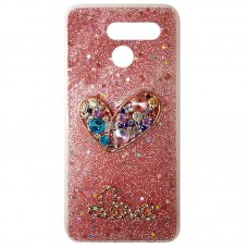 Capa para LG K50s - Glitter Love Coração Rosa